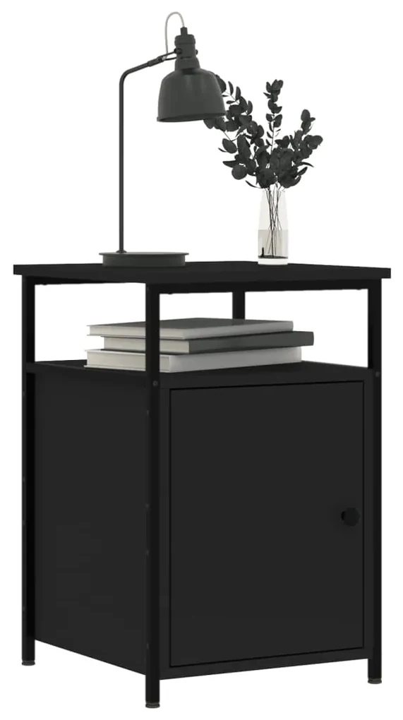 Comodini 2 pz neri 40x42x60 cm in legno multistrato