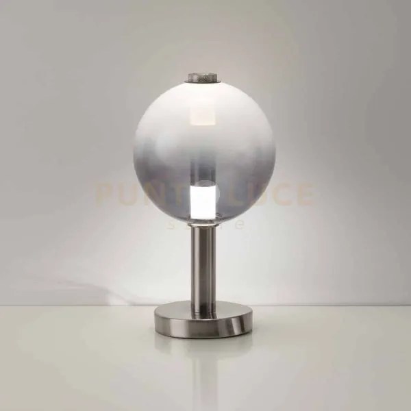 Lampada da tavolo aurora, nichel satinato con vetro fumè 10w 850lm ...