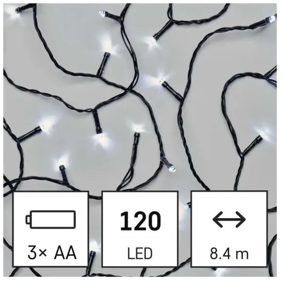 Catena LED natalizia da esterno 120xLED/3xAA 8,9m IP44 bianco freddo