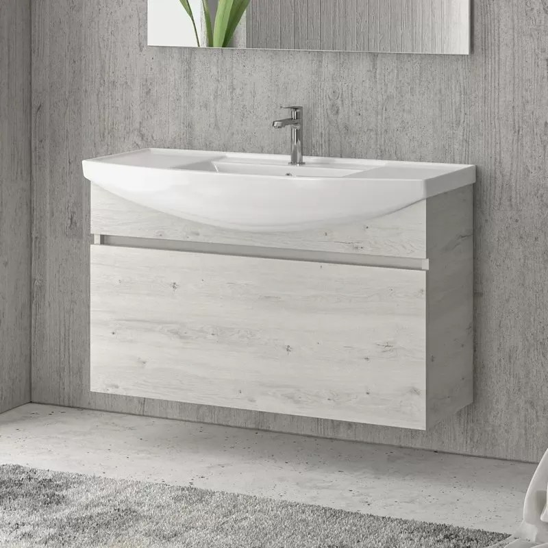 Mobile bagno 100cm sospeso con cassetto scorrevole BN-100B - KAMALU