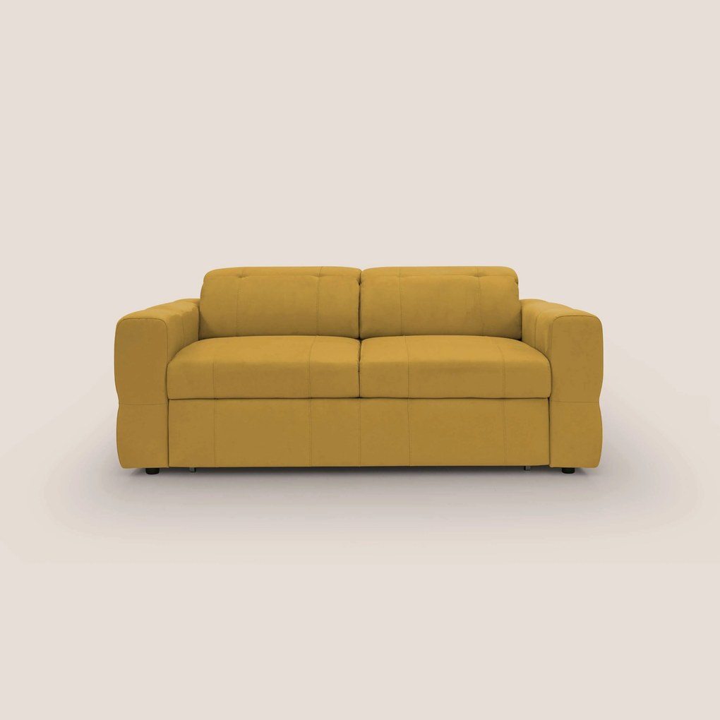 Kronos Divano con pouf estraibile poggiapiedi e poggiatesta reclinabili in morbida microfibra impermeabile T11 giallo