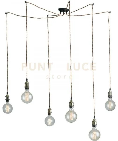 Lampadario a sospensione groove rame 6 luci attacco e27 250cm cavi ...
