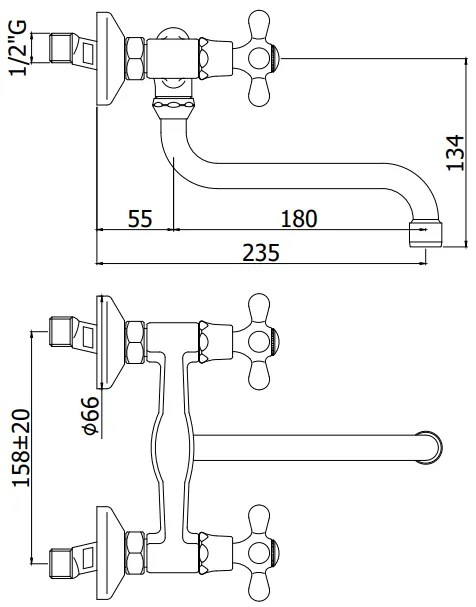 Paffoni iris irv161 gruppo lavello a muro con canna ad s 18 cm orientabile cromo