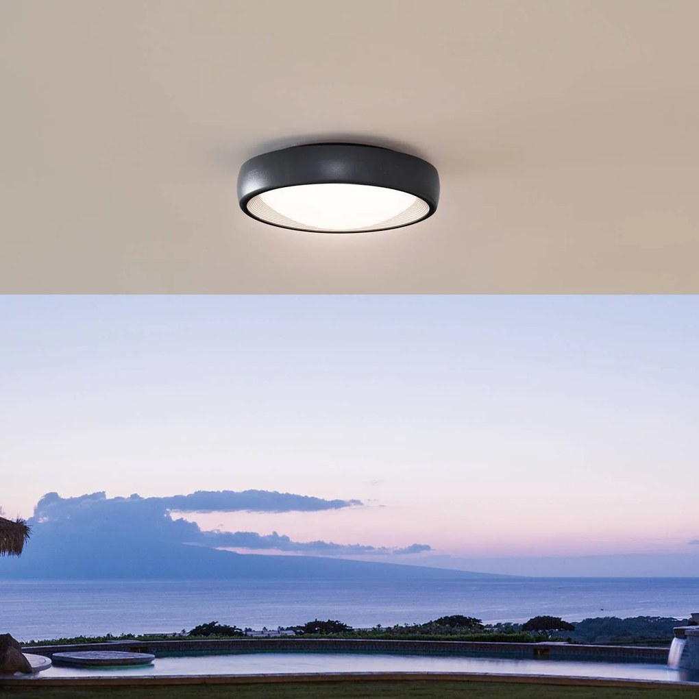 Plafoniera LED da esterni Lindby Niniel, nero, Ø 25 cm