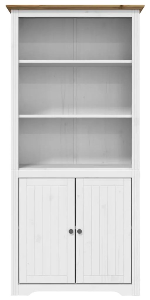 Libreria BODO 80x40x172 cm Legno Massello Pino Bianco e Marrone