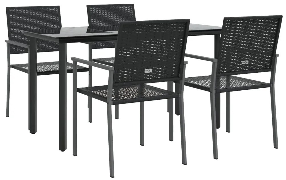 Set da Pranzo da Giardino 5 pz in Polyrattan e Acciaio