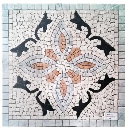 Rosone Per Pavimenti 66x66 In Mosaico Di Marmo Su Rete 66A12 Grigio