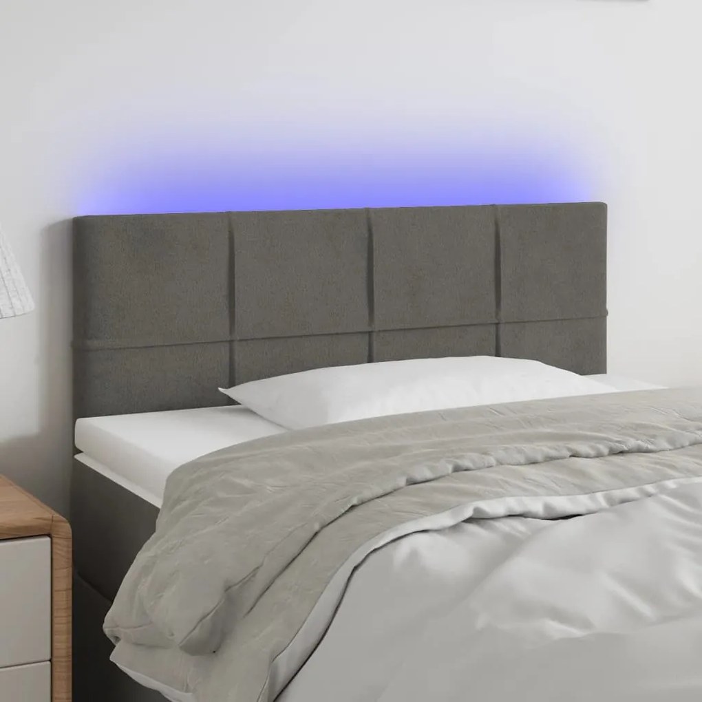Testiera A Led Grigio Scuro 80x5x78/88 Cm İn Velluto /