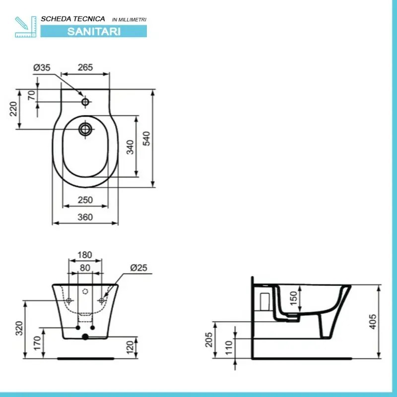 Sanitari Ideal Standard Connect sospesi Rimless AquaBlade copriwater originale