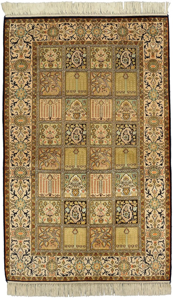 Cashmere Silk Tappeto 100x150 Beige (Indian) Annodato A Mano