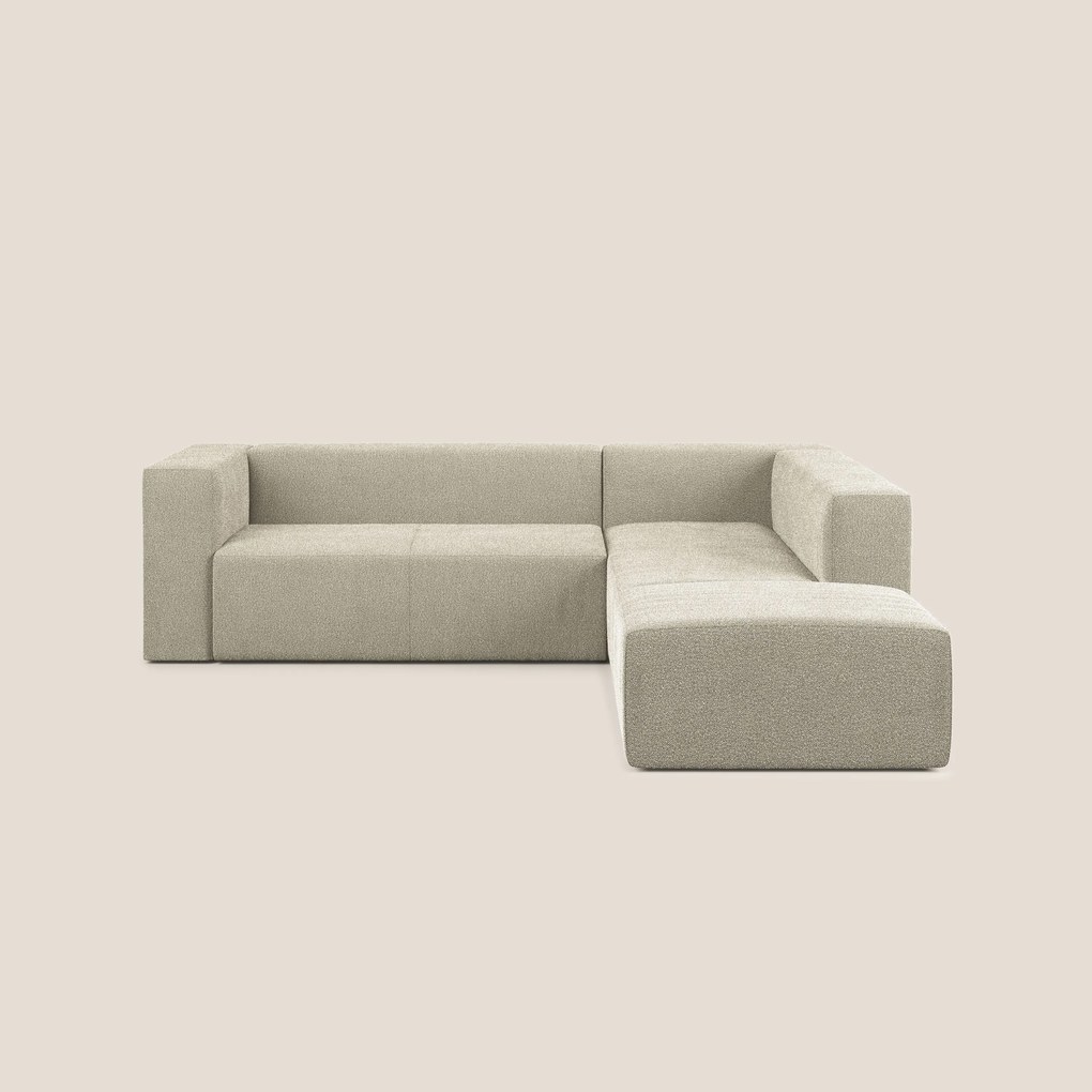 Nettuno divano angolare modulare componibile in morbido tessuto bouclè T07 beige