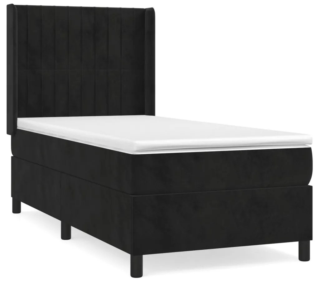 Giroletto a molle con materasso nero 90x190 cm in velluto