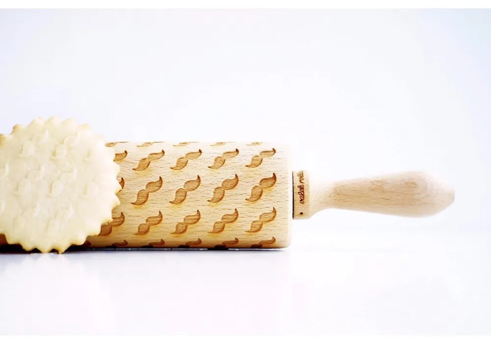 Rullo per pasta in legno goffrato Mustache - Valek