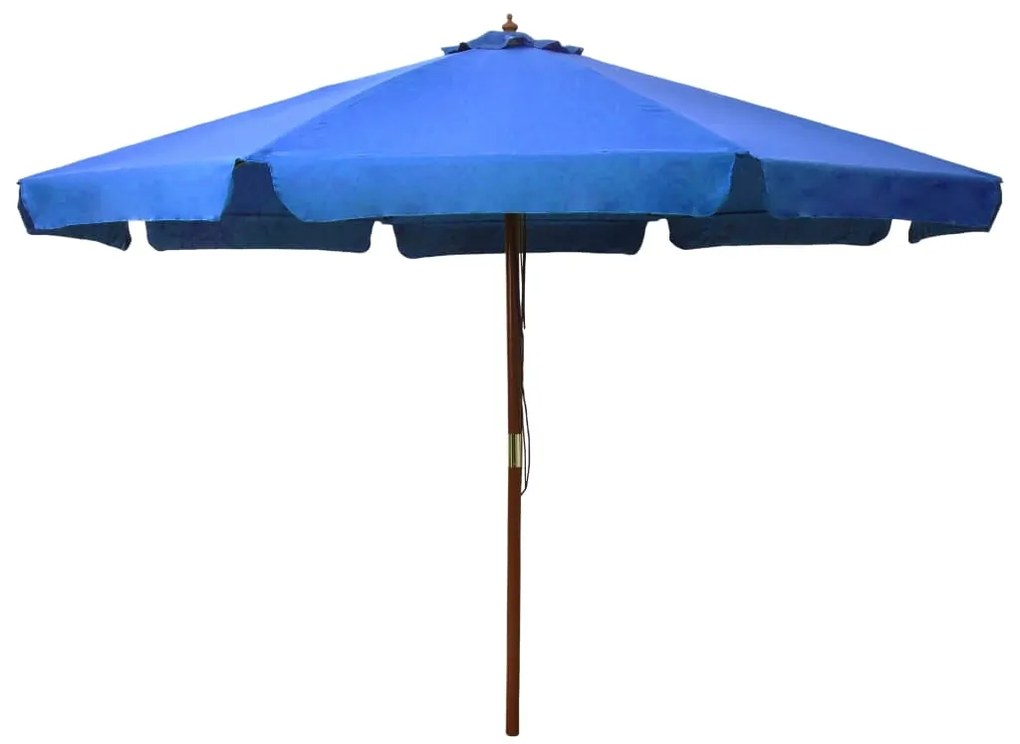Ombrellone Da Esterni Con Palo İn Legno 330 Cm Azzurro /