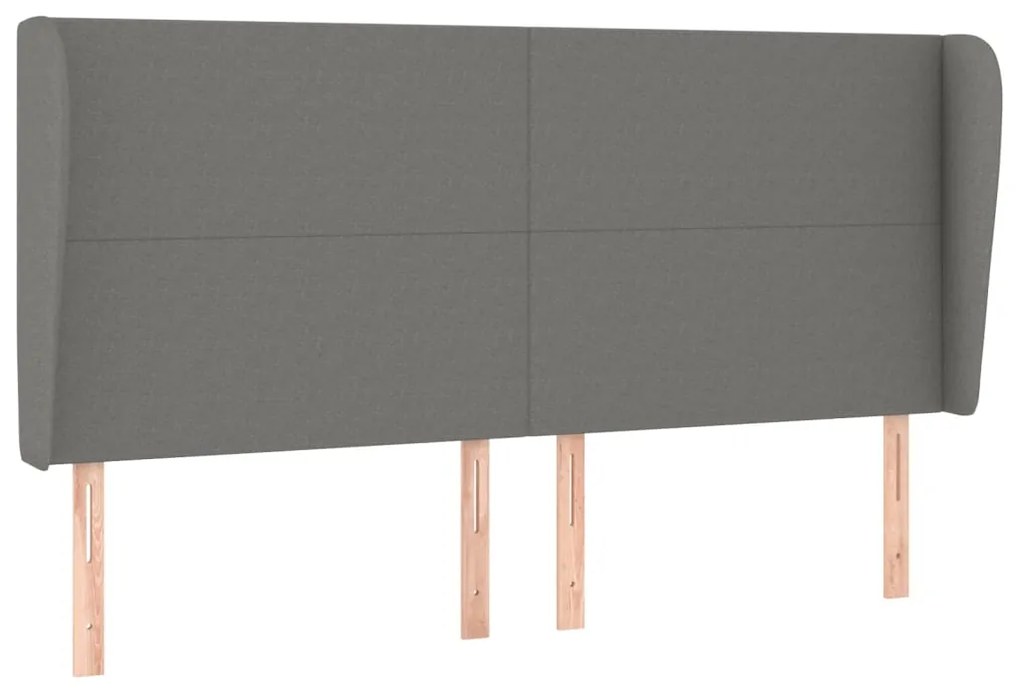Testiera ad orecchio grigioscuro 203x23x118/128cm in tessuto