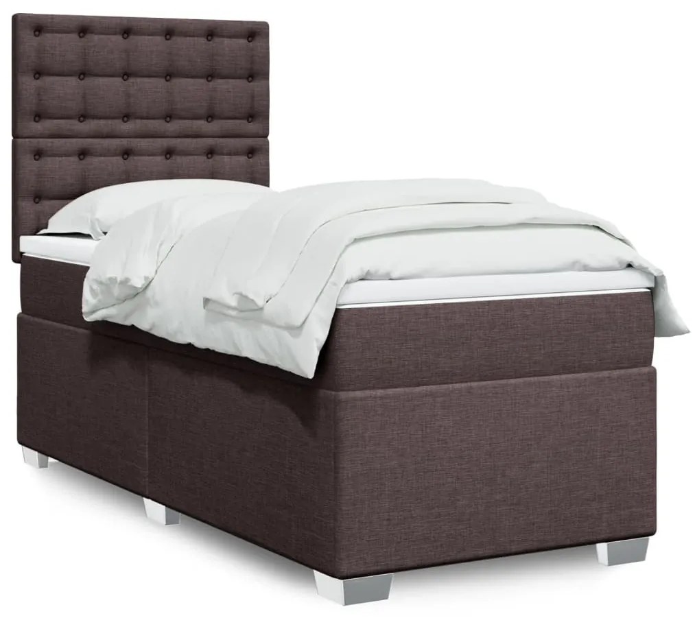 Giroletto A Molle Con Materasso Marrone Scuro 90x190cm Tessuto /