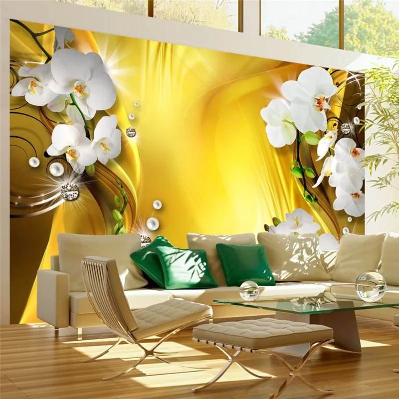 Fotomurale  Orchid in Gold  Colore Marrone, Dimensioni e Misure 300x210