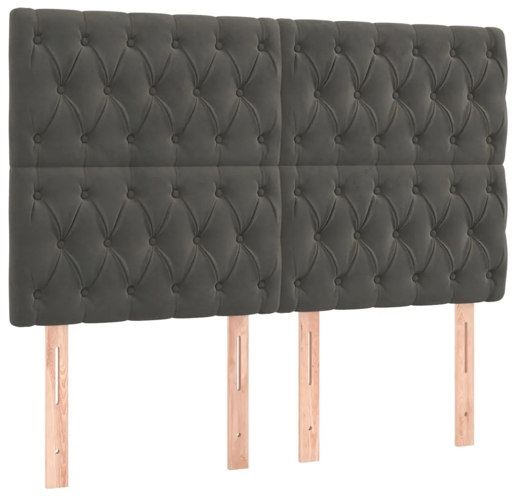 Giroletto a molle con materasso grigio scuro 140x190 cm velluto