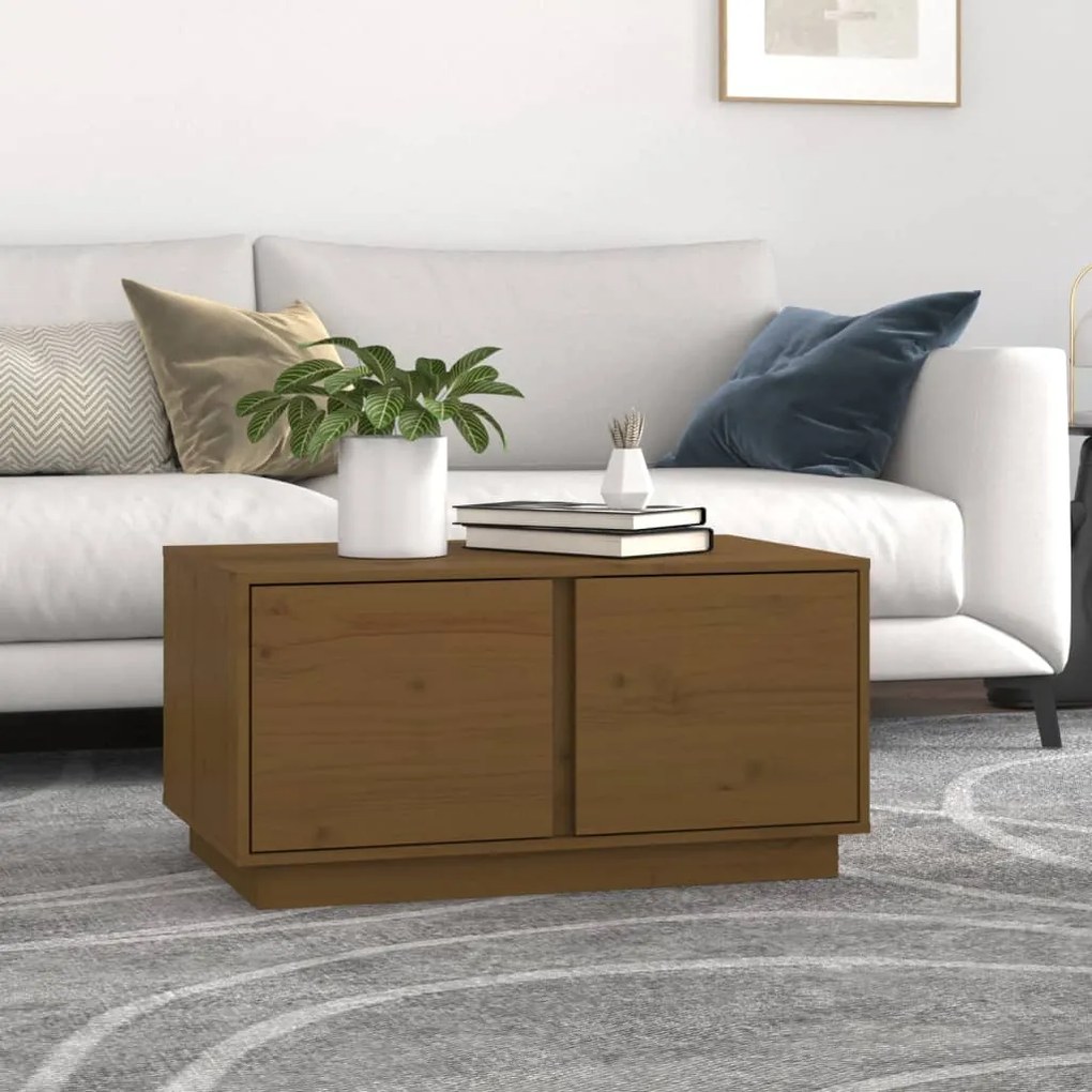 Tavolino Da Salotto Ambra 80x50x40 Cm Legno Massello Di Pino /
