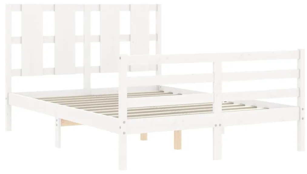 Giroletto con testiera bianco 140x200 cm in legno massello