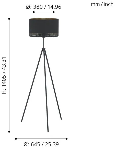 Eglo 99279 - Lampada da terra ESTEPERRA 1xE27/40W/230V