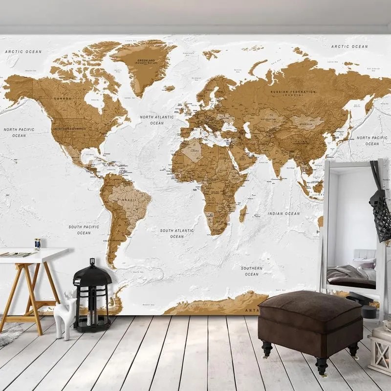 Fotomurale adesivo  World Map: White Oceans  Larghezza x Altezza Home decor 392x280