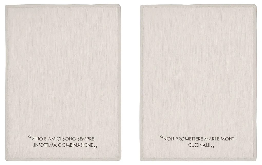Set 2 strofinacci 45x65 cm tortora con scritta in misto cotone