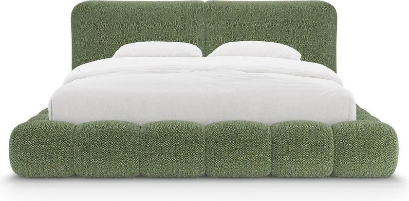Letto matrimoniale imbottito verde con contenitore con rete inclusa 160x200 cm Solange – Micadoni