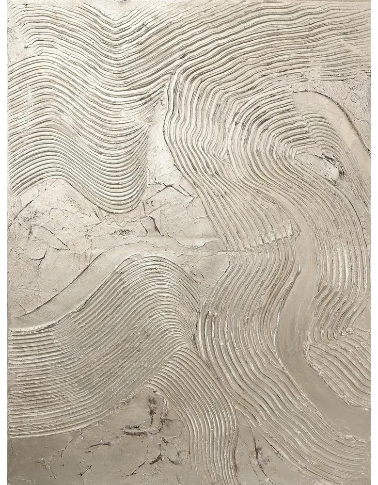 Quadro dipinto a mano 88x118 cm Metallic Silver - Malerifabrikken