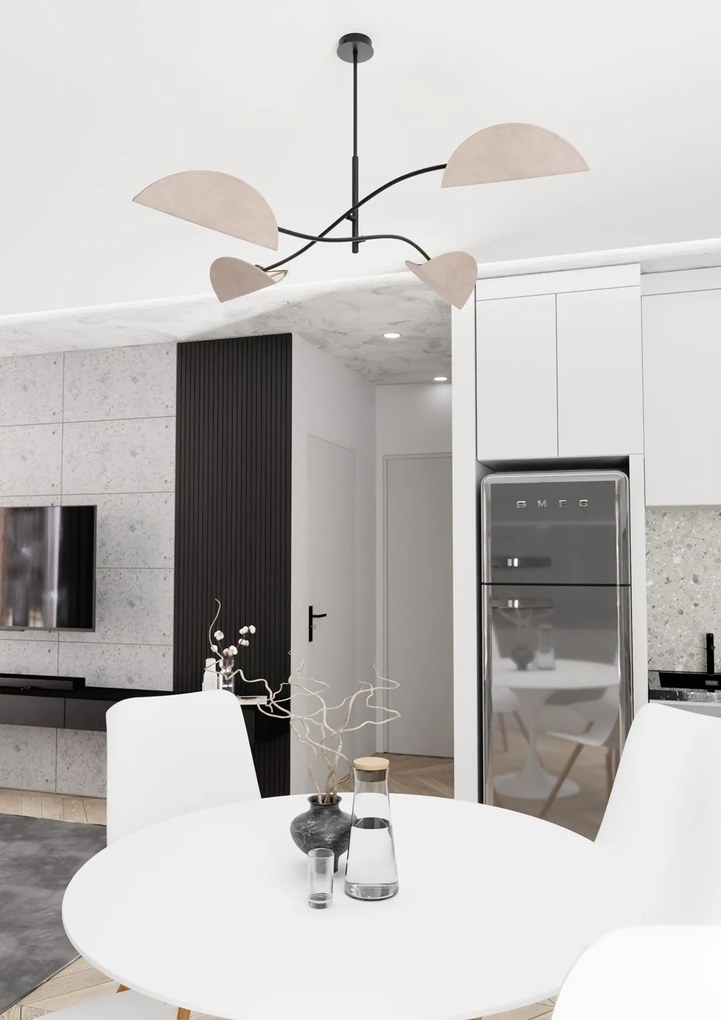 Plafoniera Moderna Ares Acciaio Nero Grigio 4 Luci E14 Ip20