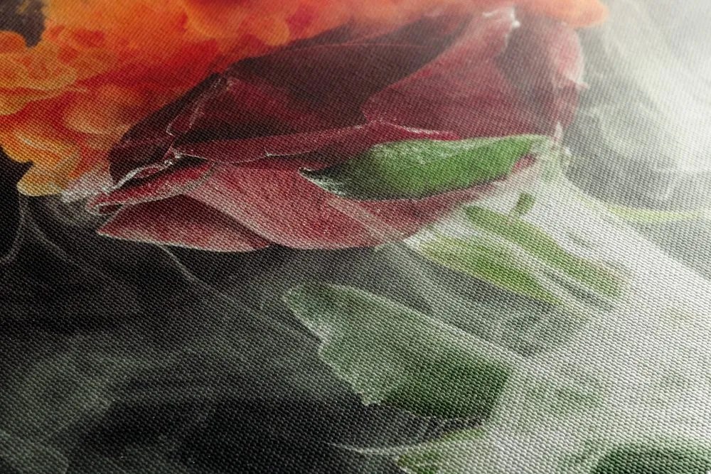 Stampa su tela – Rose con elementi astratti