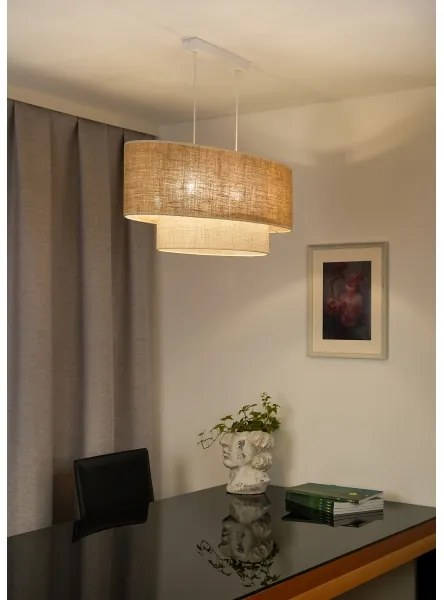 Duolla - Lampadario a sospensione con filo DOUBLE OVAL YUTE 2xE27/15W/230V marrone/color crema