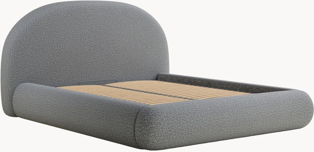 Letto imbottito in bouclé fatto a mano con contenitore Maumere