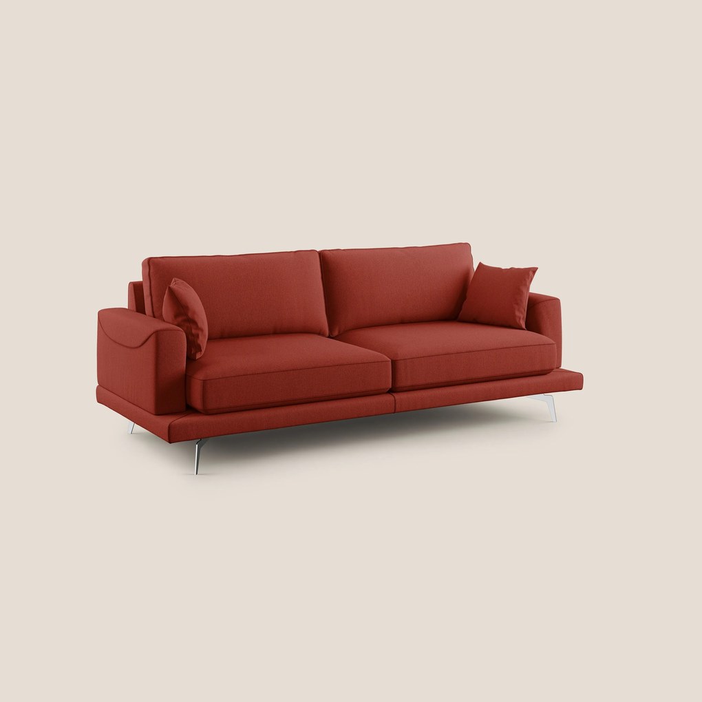 Dorian divano moderno in tessuto morbido antimacchia T05 rosso