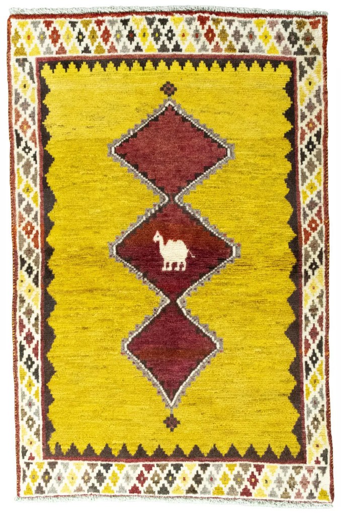 Gabbeh Tappeto persiano 100x150 Giallo (Iran) Annodato A Mano
