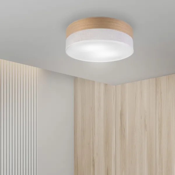 Plafoniera SIRJA WOOD 2xE27/15W/230V diametro 45 cm bianco/quercia