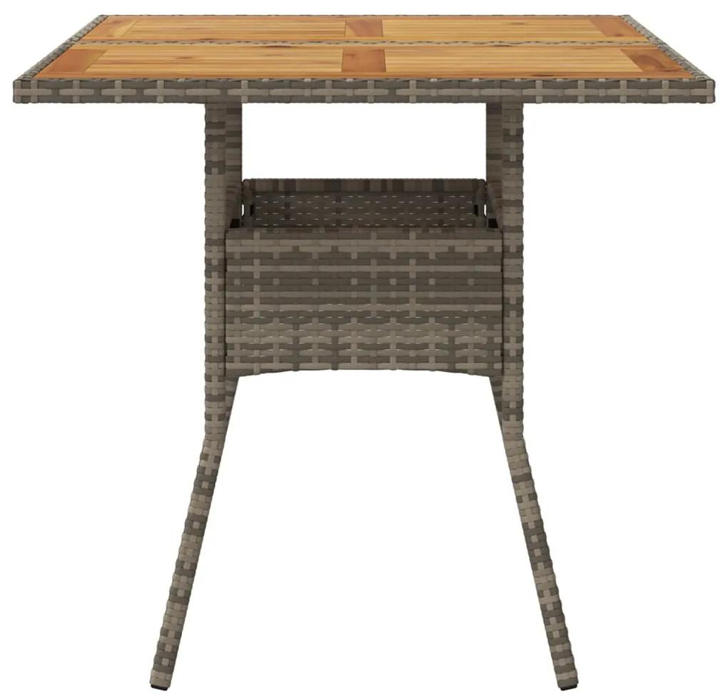Tavolo giardino piano legno acacia grigio 80x80x75cm polyrattan