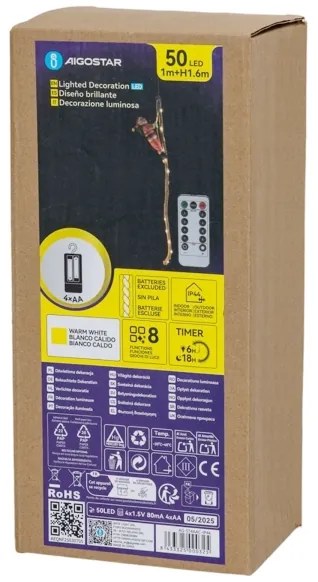 Aigostar - Decorazione natalizia LED per esterni, LED/4xAA, IP44, Babbo Natale con paracadute