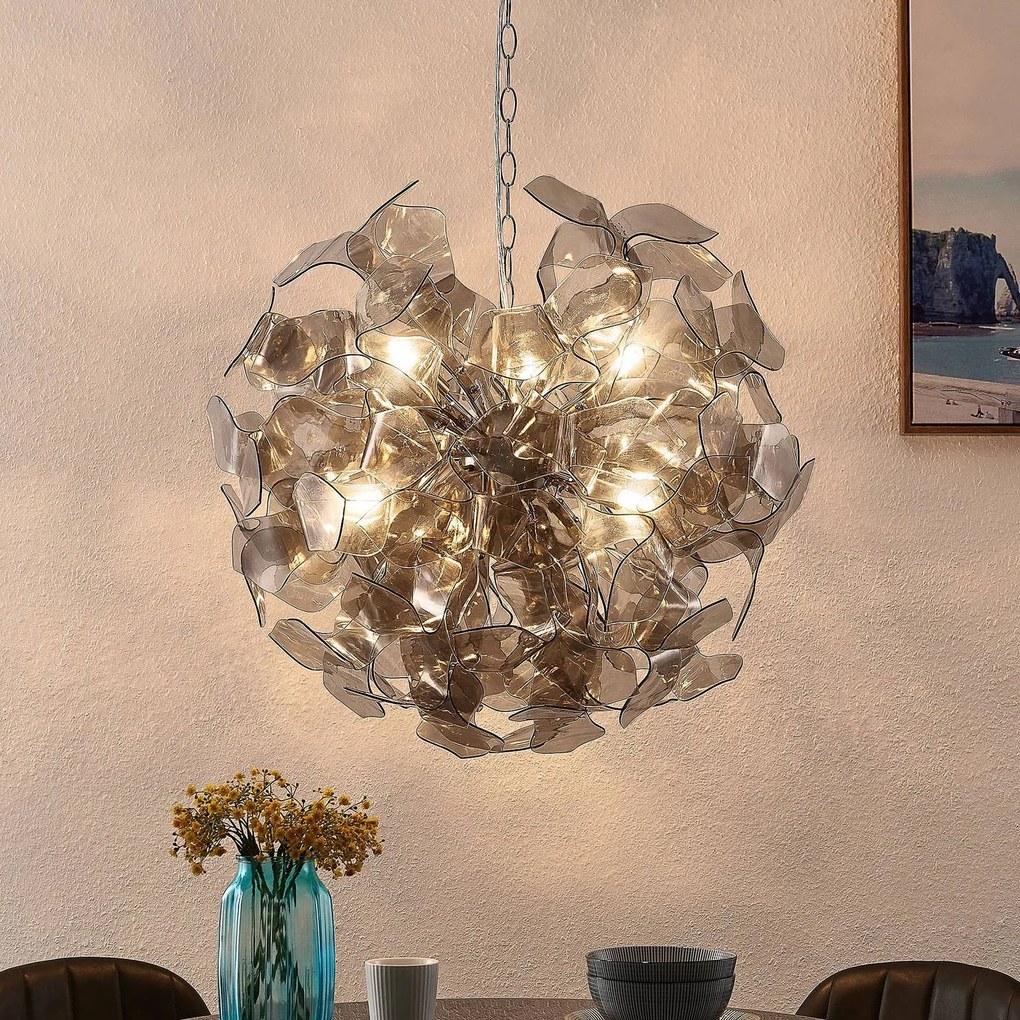 Lampada a sospensione Moscalina Lindby, dimmerabile, Alluminio / Grigio / Zincato, Soggiorno / Sala da pranzo, Metallo, Giovanile, Lampada a sospensione