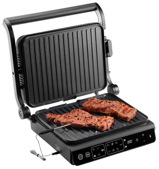 Concept ge3600 - Grill a contatto con sonda temperatura GLASS 2000W/230V nero