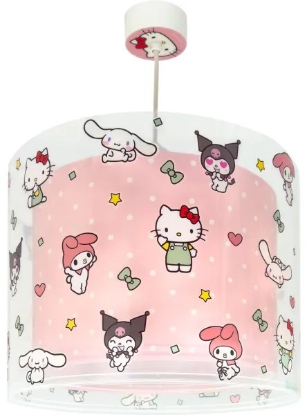 Dalber 41252 - Lampadario per bambini HELLO KITTY&FRIENDS 1xE27/15W/230V rosa