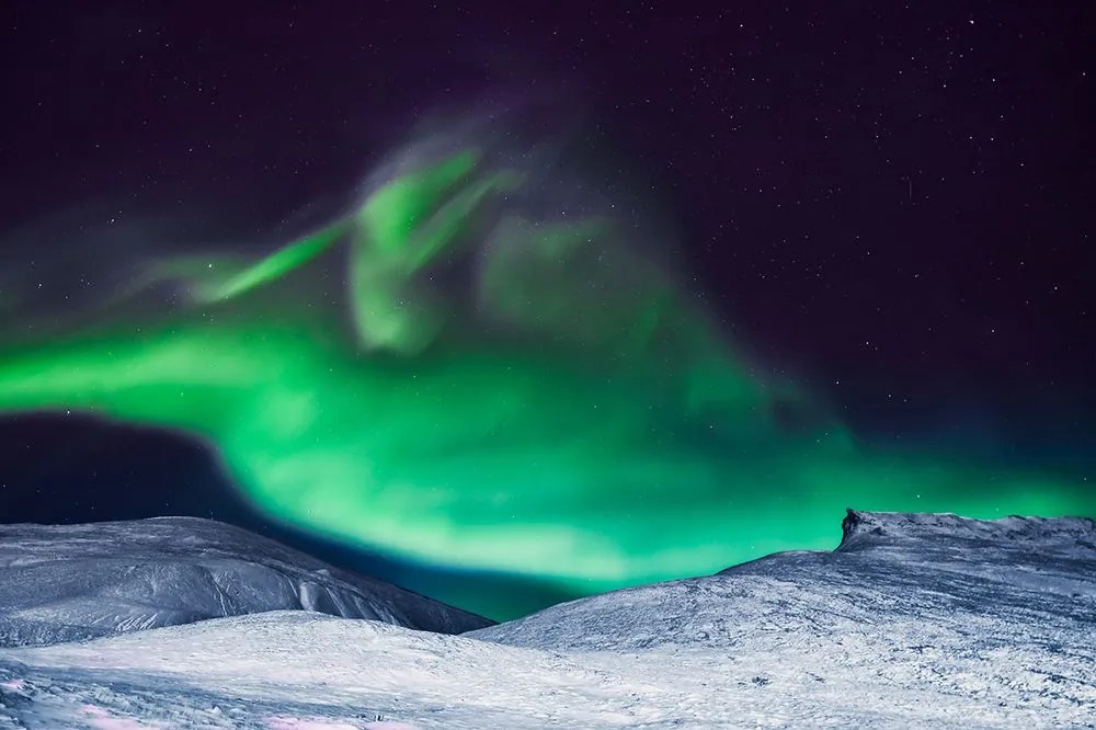Carta da parati – Aurora boreale nel cielo