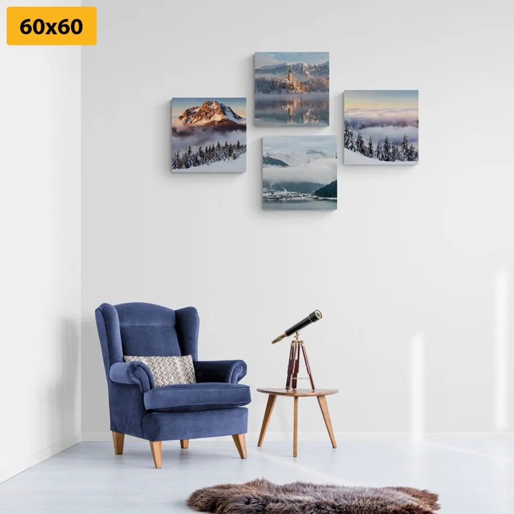 Set di quadri – Paesaggio invernale innevato