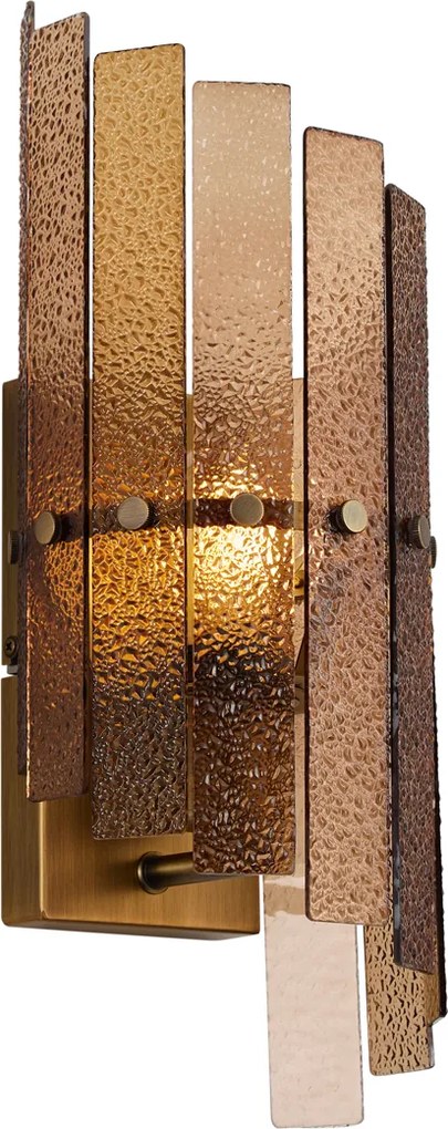 Lampada da parete di design bronzo scuro con vetro ambrato - Versailles