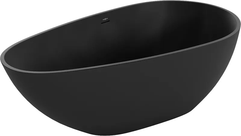 Mexen Palermo vasca da bagno autoportante in conglomerato 150 x 78 cm, nero opaco - 57211507870
