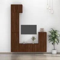 Set Mobili Porta TV 5 pz Rovere Marrone in Legno Multistrato 3188805