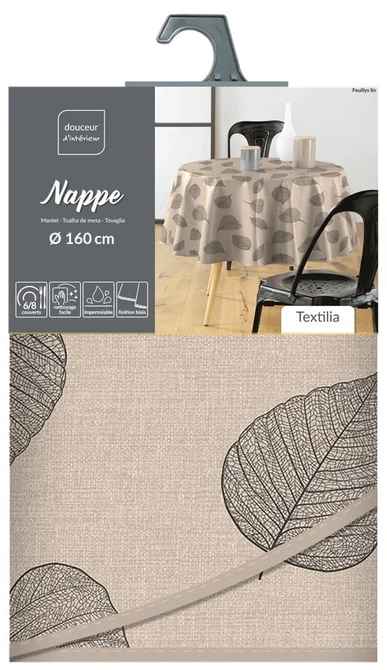 Tovaglia adatta per pulizia con panno umido ø 160 cm Feuillys – douceur d'intérieur