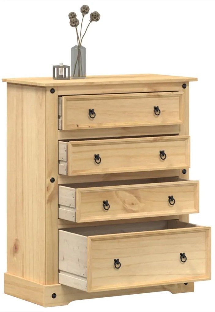 Cassettiera Corona 92x48x120 Cm İn Legno Massello Di Pino /