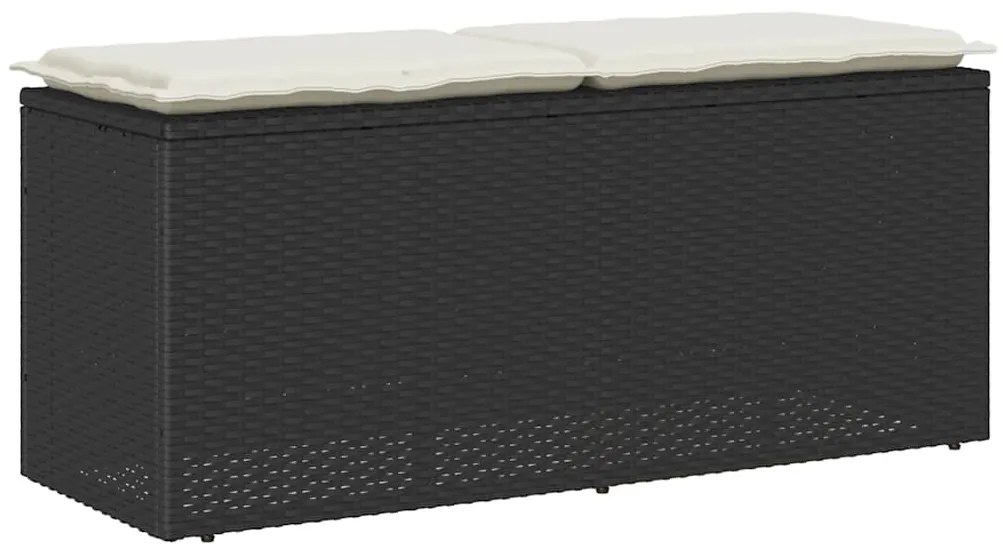 Panca Da Giardino Con Cuscino Nera 110x40x44 Cm İn Polyrattan /