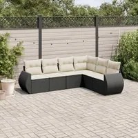 Set Divano da Giardino 6 pz con Cuscini Nero in Polyrattan 3253743